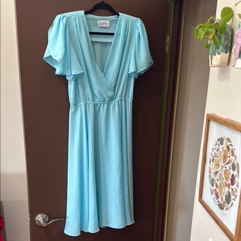 Vintage Leslie Fay Blue Midi Dress